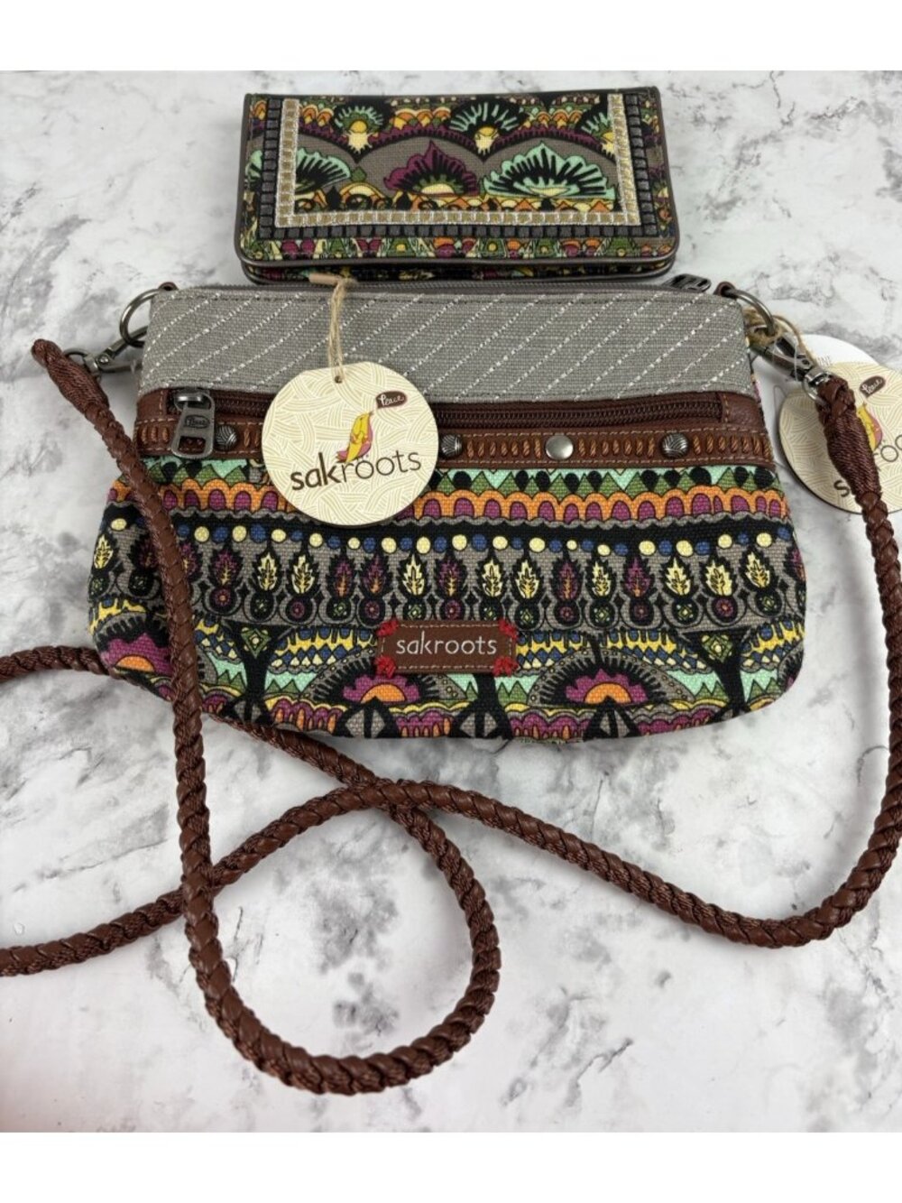*New Sakroots Artist Cirlce Campus Mini Purse & Wallet Wear 3 Ways Boho Travel